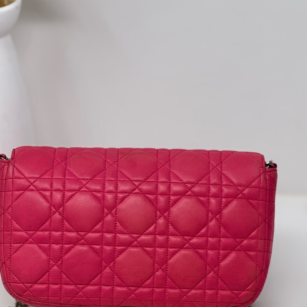 💯Authentic CHRISTIAN DIOR Pink Miss Dior Cannage Lambskin Flap Crossbody Bag - Picture 5 of 12